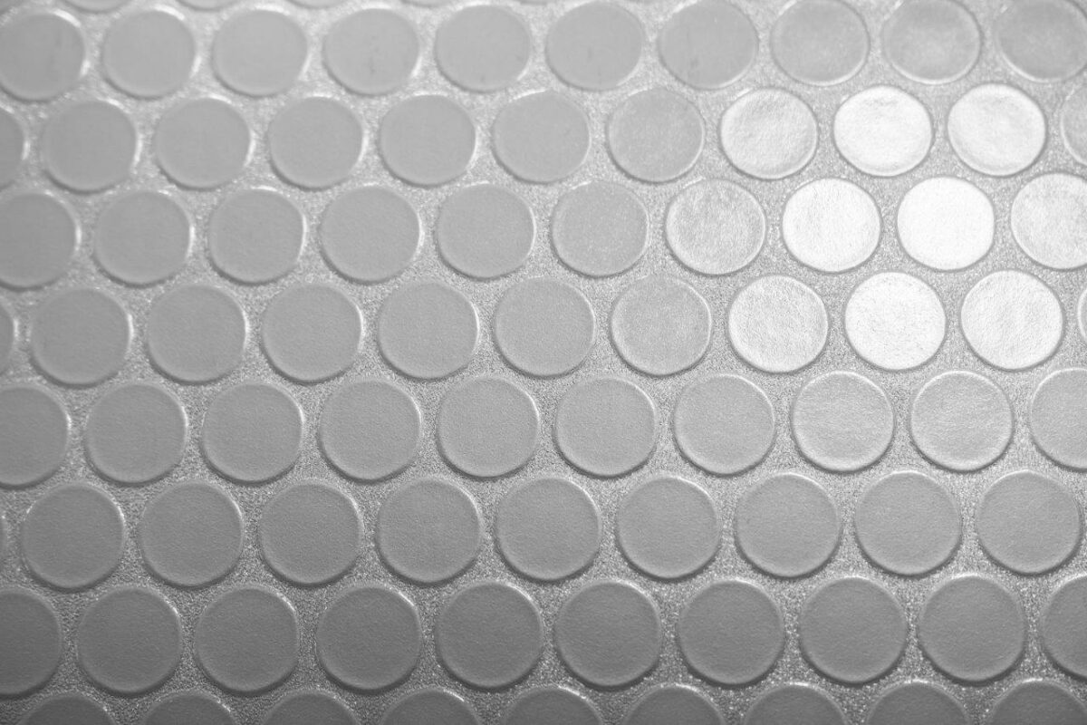 Grey Rubber Flooring (Coin Pattern) — instead of linoleum